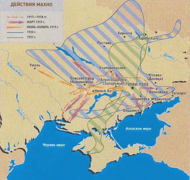Карта действий Махно (сост. Станислав Новиков)