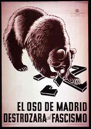 El oso de Madrid destrozará el fascismo (плакат Испанской республики, 1936-39 гг.)