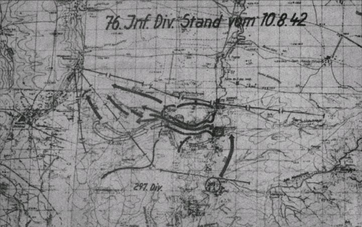 На немецкой карте - «котел», в котором оказалась 229-я дивизия (из архива 
  историка Юрия Власова)